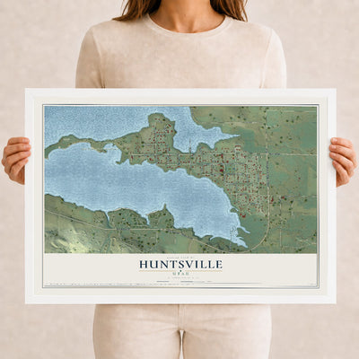 Map of Huntsville, Utah, 12 x 18 inch print in a white wood frame