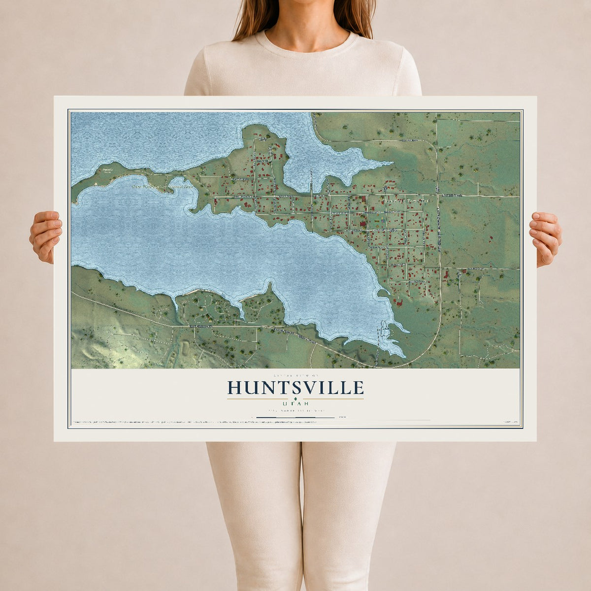 Map of Huntsville, Utah, 24 x 36 inch unframed archival matte print