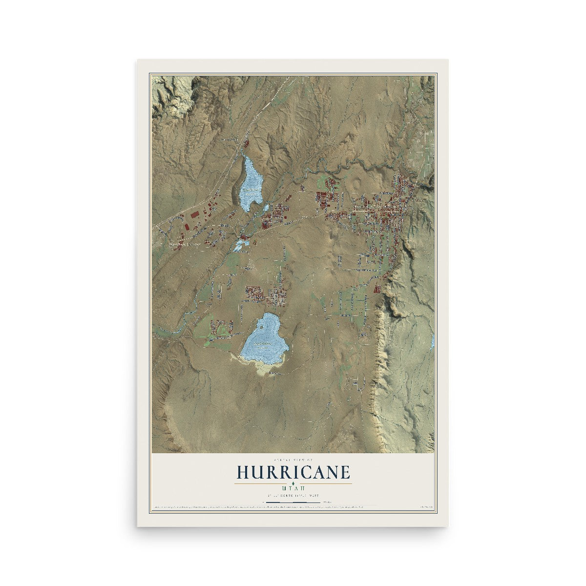 Map of Hurricane, Utah, 12 x 18 inch unframed archival matte print
