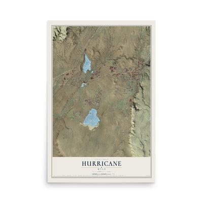 Map of Hurricane, Utah, 12 x 18 inch unframed archival matte print