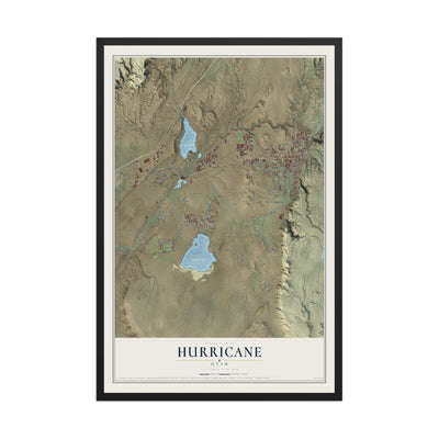 Map of Hurricane, Utah, 12 x 18 inch print in a black wood frame