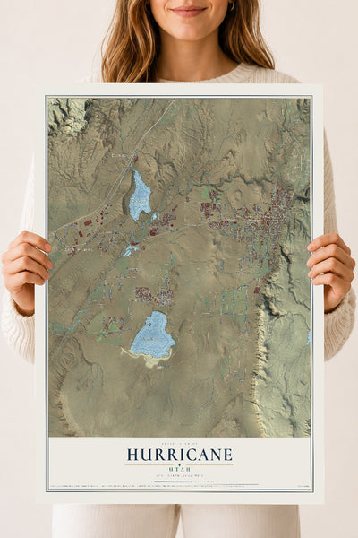 Map of Hurricane, Utah, 18 x 24 inch unframed archival matte print