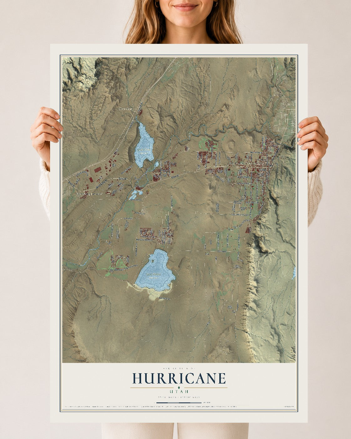 Map of Hurricane, Utah, 24 x 36 inch unframed archival matte print