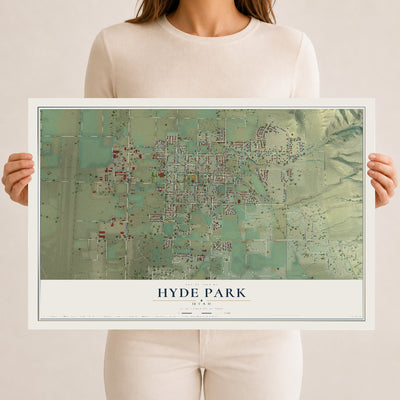 Map of Hyde Park, Utah, 12 x 18 inch unframed archival matte print