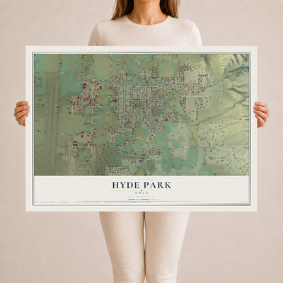Map of Hyde Park, Utah, 24 x 36 inch unframed archival matte print