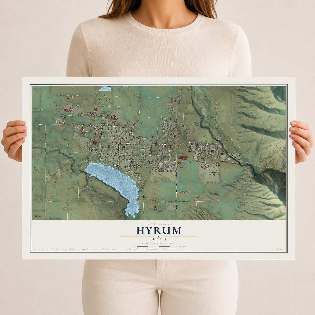 Map of Hyrum, Utah, 12 x 18 inch unframed archival matte print