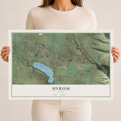 Map of Hyrum, Utah, 12 x 18 inch unframed archival matte print