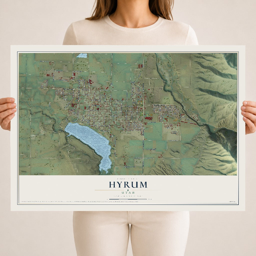 Map of Hyrum, Utah, 18 x 24 inch unframed archival matte print