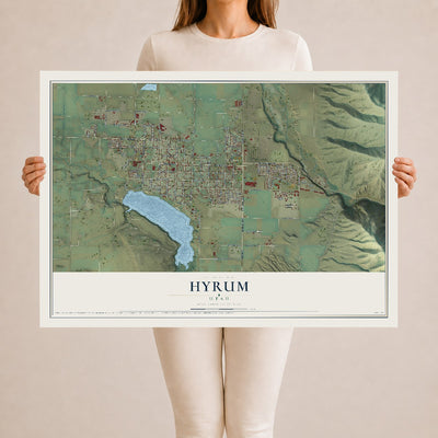 Map of Hyrum, Utah, 24 x 36 inch unframed archival matte print
