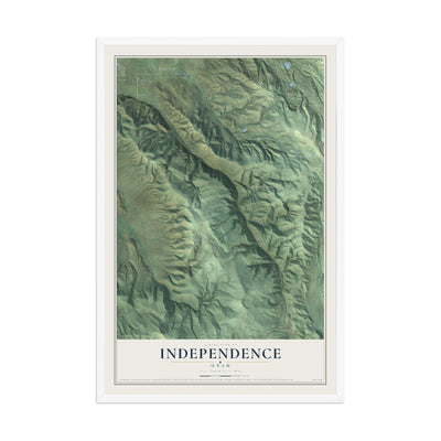 Map of Independence, Utah, 12 x 18 inch print in a white wood frame