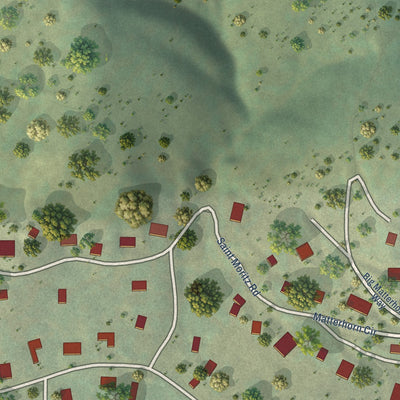 Close-up of the map of Interlaken, Utah print showing street and building detail