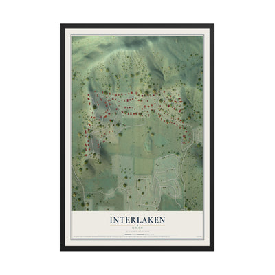 Map of Interlaken, Utah, 12 x 18 inch print in a black wood frame