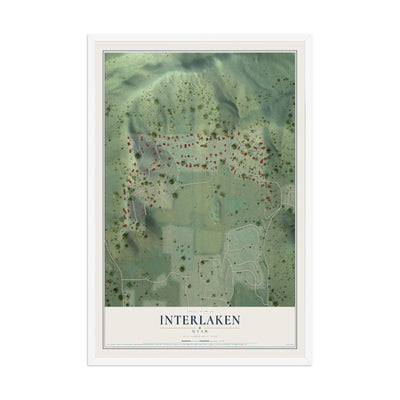 Map of Interlaken, Utah, 12 x 18 inch print in a white wood frame