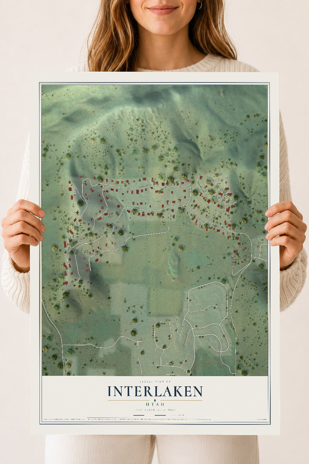 Map of Interlaken, Utah, 18 x 24 inch unframed archival matte print
