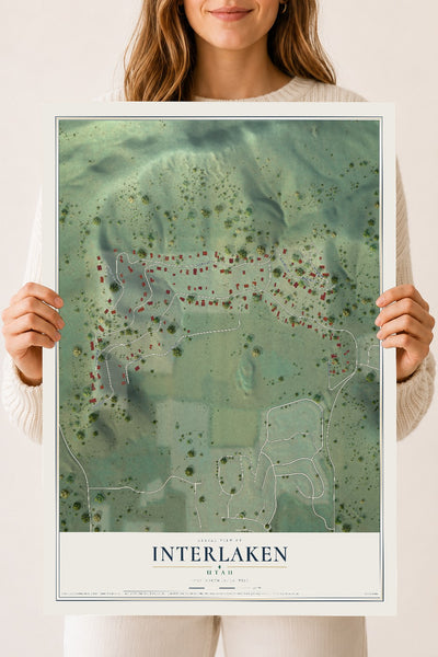 Map of Interlaken, Utah, 18 x 24 inch unframed archival matte print