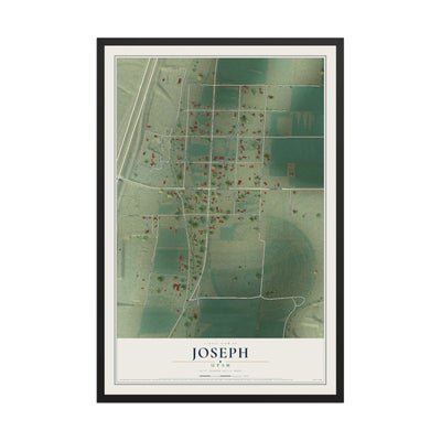 Map of Joseph, Utah, 12 x 18 inch print in a black wood frame