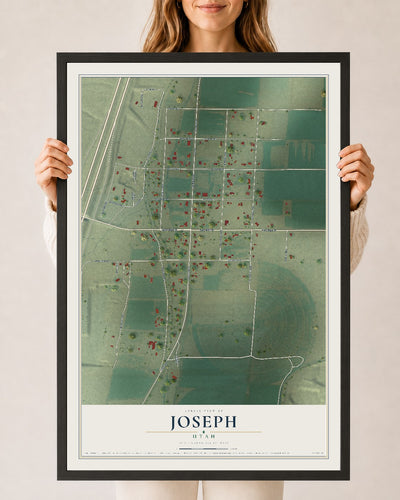 Map of Joseph, Utah, 24 x 36 inch print in a black wood frame