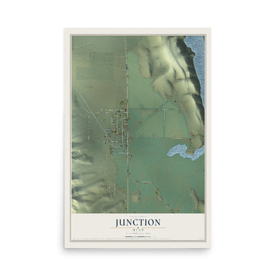 Map of Junction, Utah, 12 x 18 inch unframed archival matte print