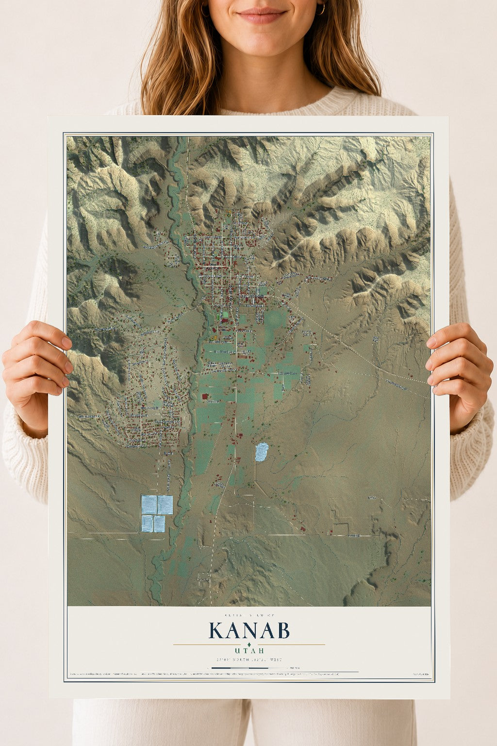 Map of Kanab, Utah, 18 x 24 inch unframed archival matte print