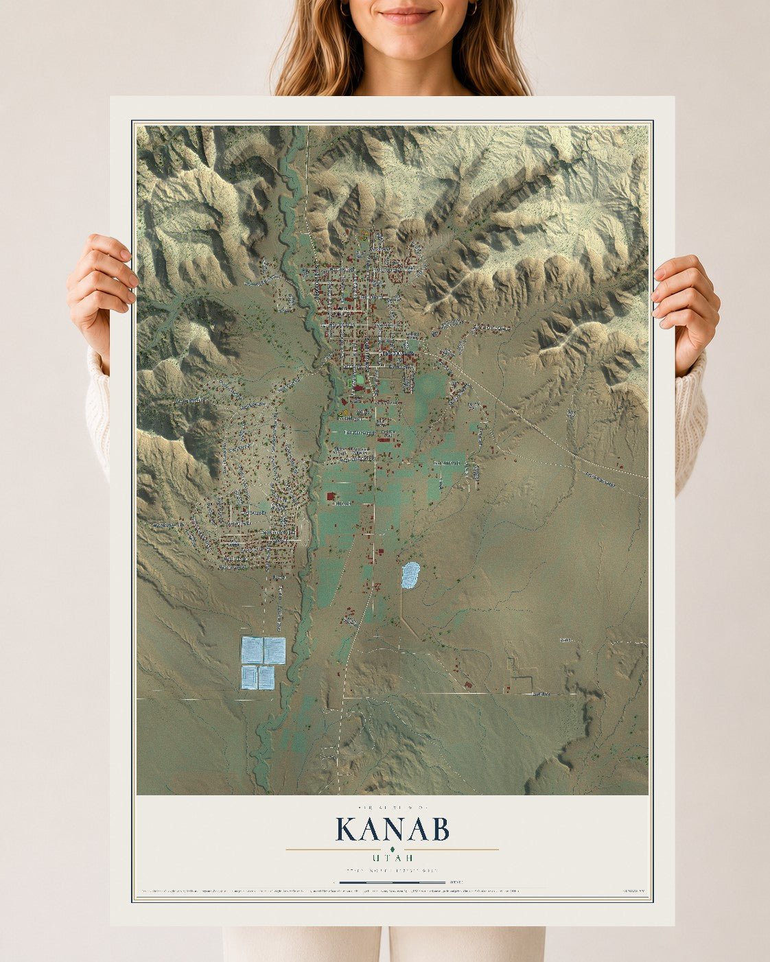 Map of Kanab, Utah, 24 x 36 inch unframed archival matte print