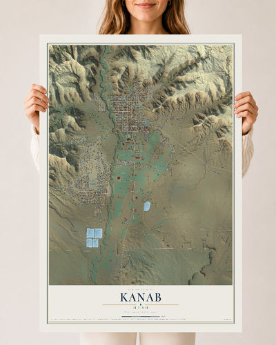 Map of Kanab, Utah, 24 x 36 inch unframed archival matte print