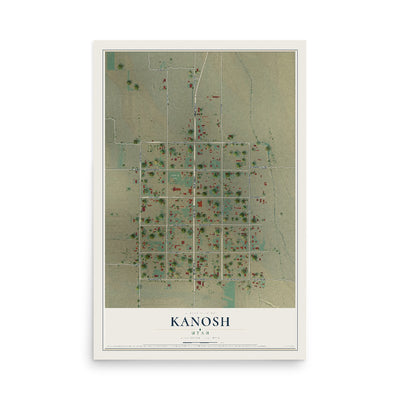 Map of Kanosh, Utah, 12 x 18 inch unframed archival matte print