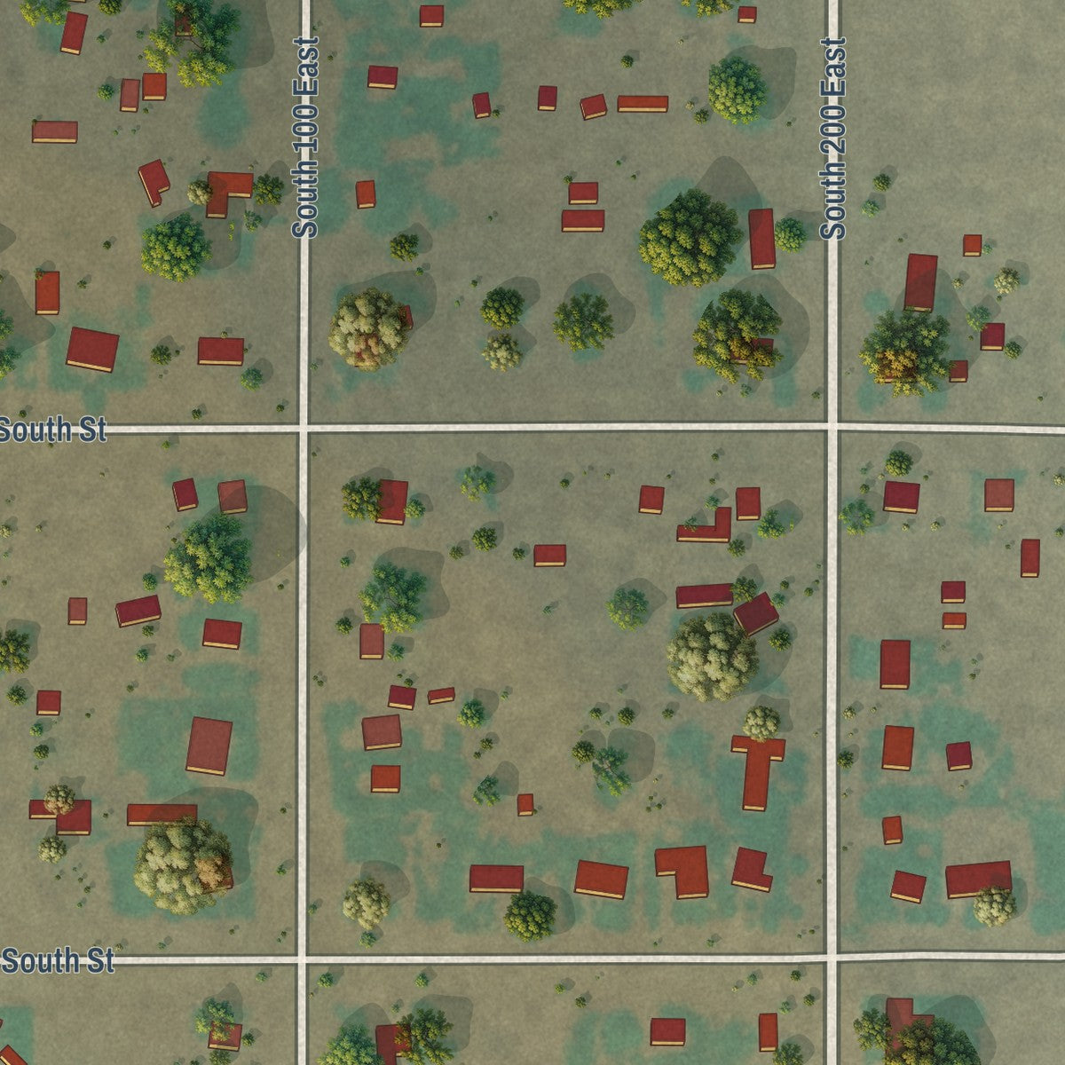 Close-up of the map of Kanosh, Utah print showing street and building detail