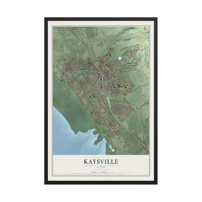 Map of Kaysville, Utah, 12 x 18 inch print in a black wood frame