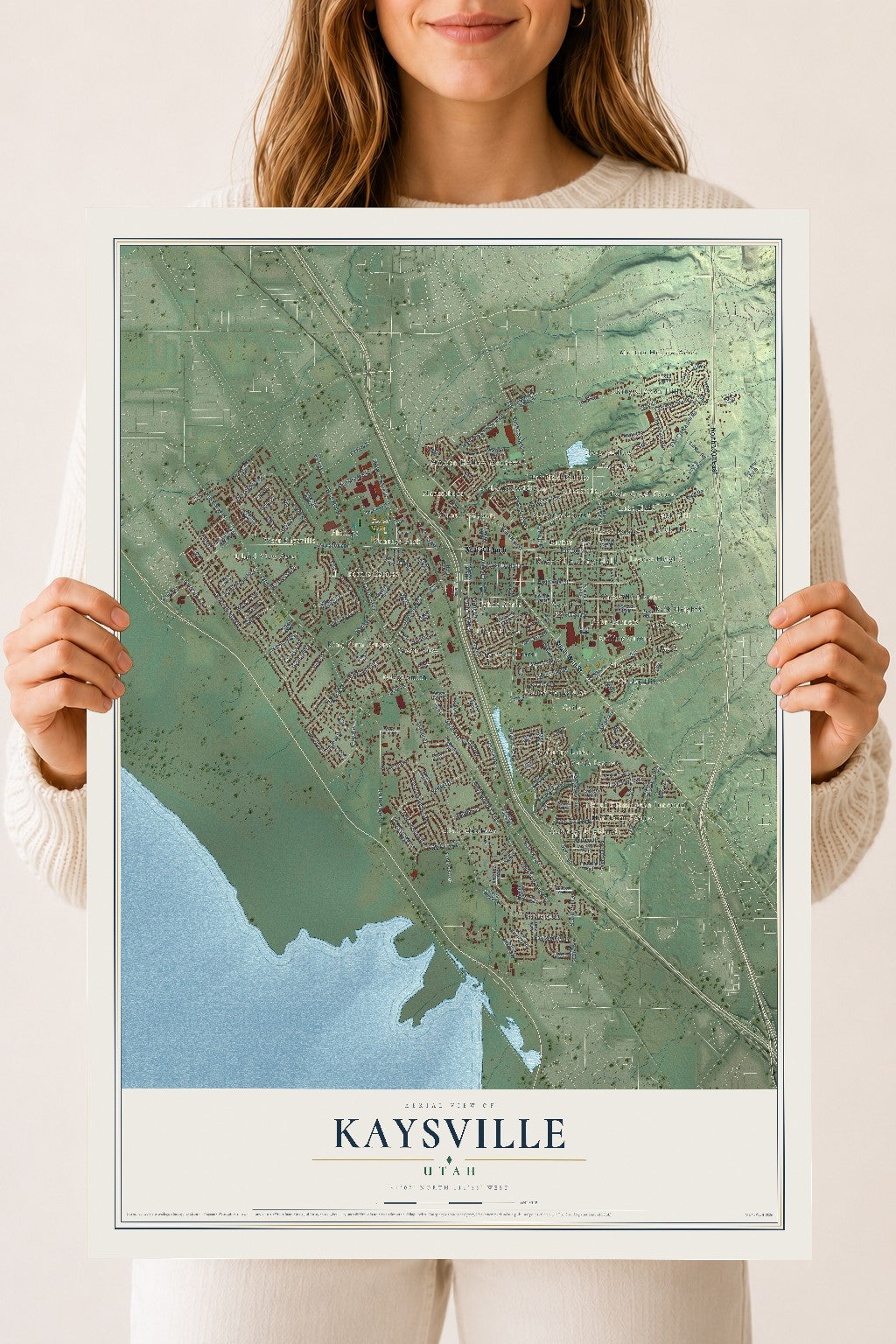 Map of Kaysville, Utah, 18 x 24 inch unframed archival matte print