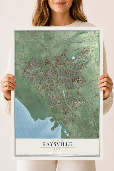 Map of Kaysville, Utah, 18 x 24 inch unframed archival matte print