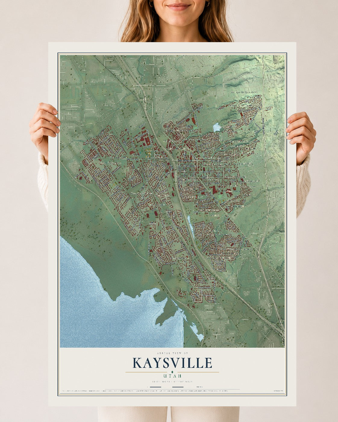 Map of Kaysville, Utah, 24 x 36 inch unframed archival matte print