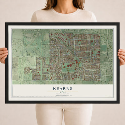 Map of Kearns, Utah, 18 x 24 inch print in a black wood frame