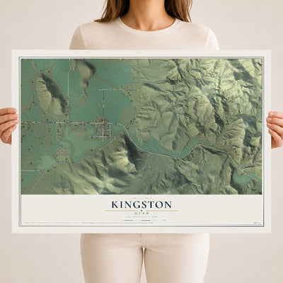 Map of Kingston, Utah, 18 x 24 inch unframed archival matte print