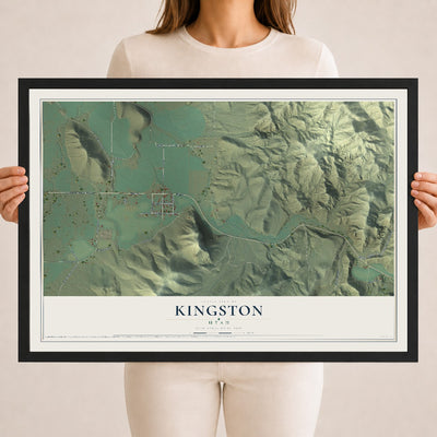 Map of Kingston, Utah, 18 x 24 inch print in a black wood frame