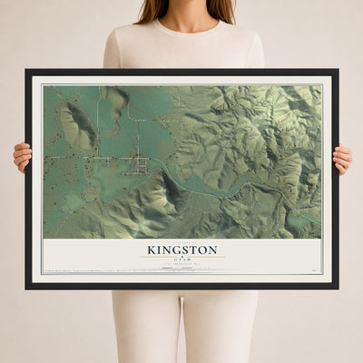 Map of Kingston, Utah, 24 x 36 inch print in a black wood frame