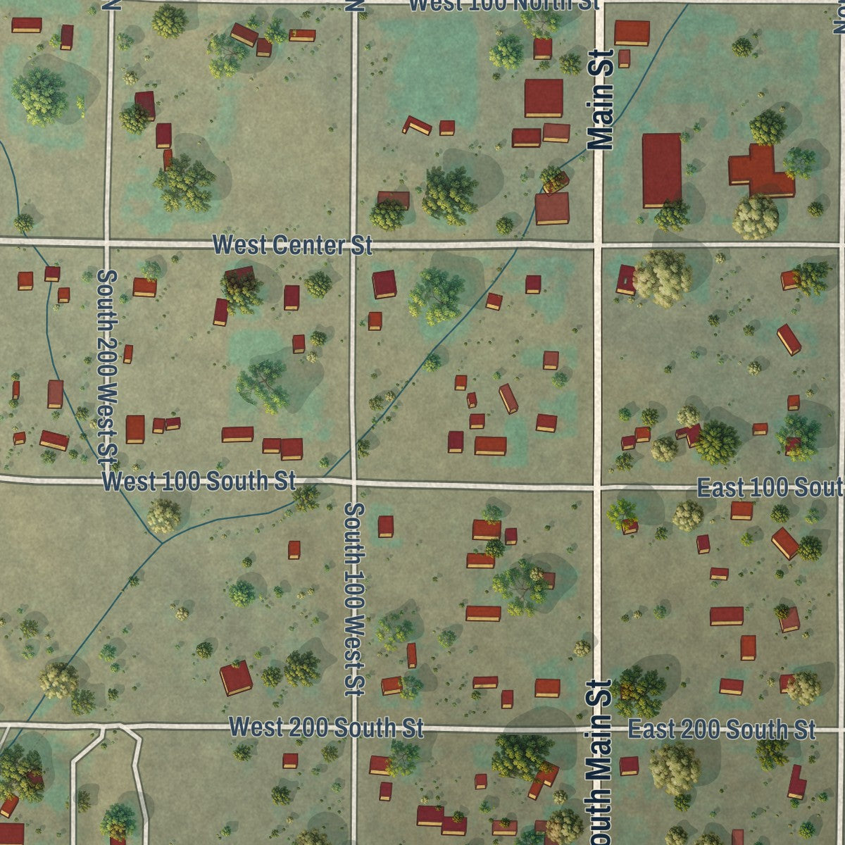Close-up of the map of Koosharem, Utah print showing street and building detail