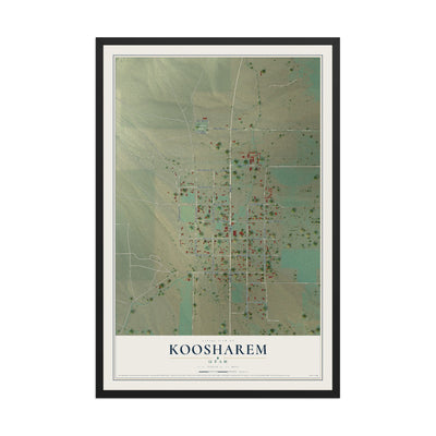 Map of Koosharem, Utah, 12 x 18 inch print in a black wood frame