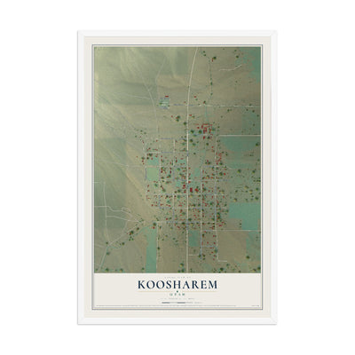 Map of Koosharem, Utah, 12 x 18 inch print in a white wood frame