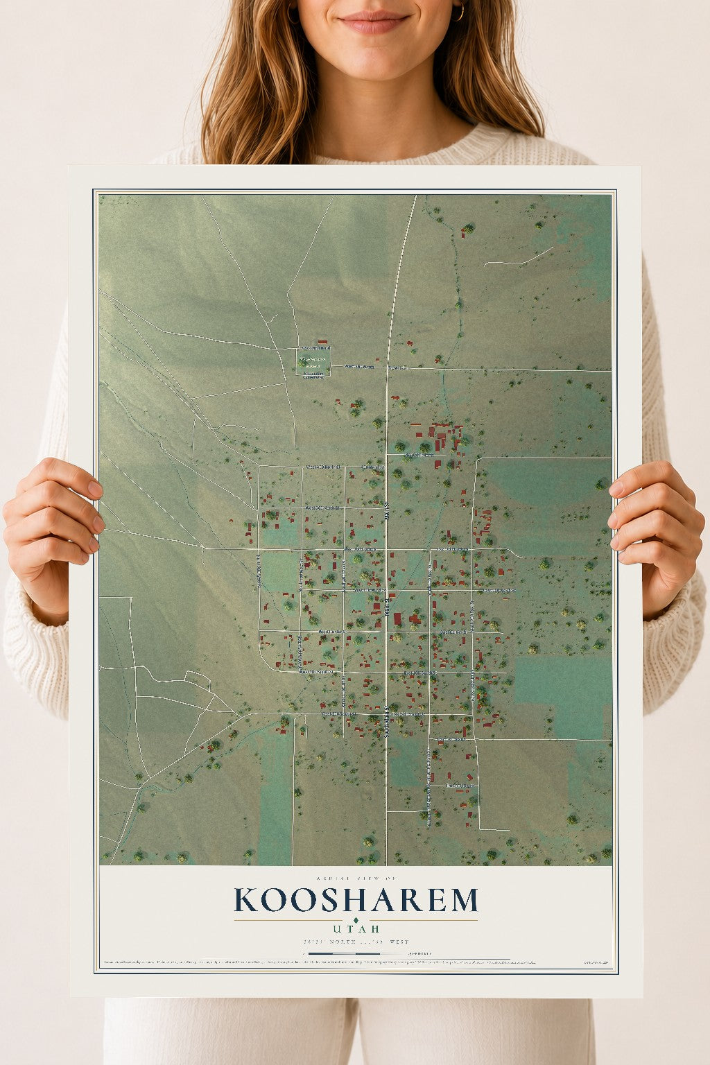 Map of Koosharem, Utah, 18 x 24 inch unframed archival matte print