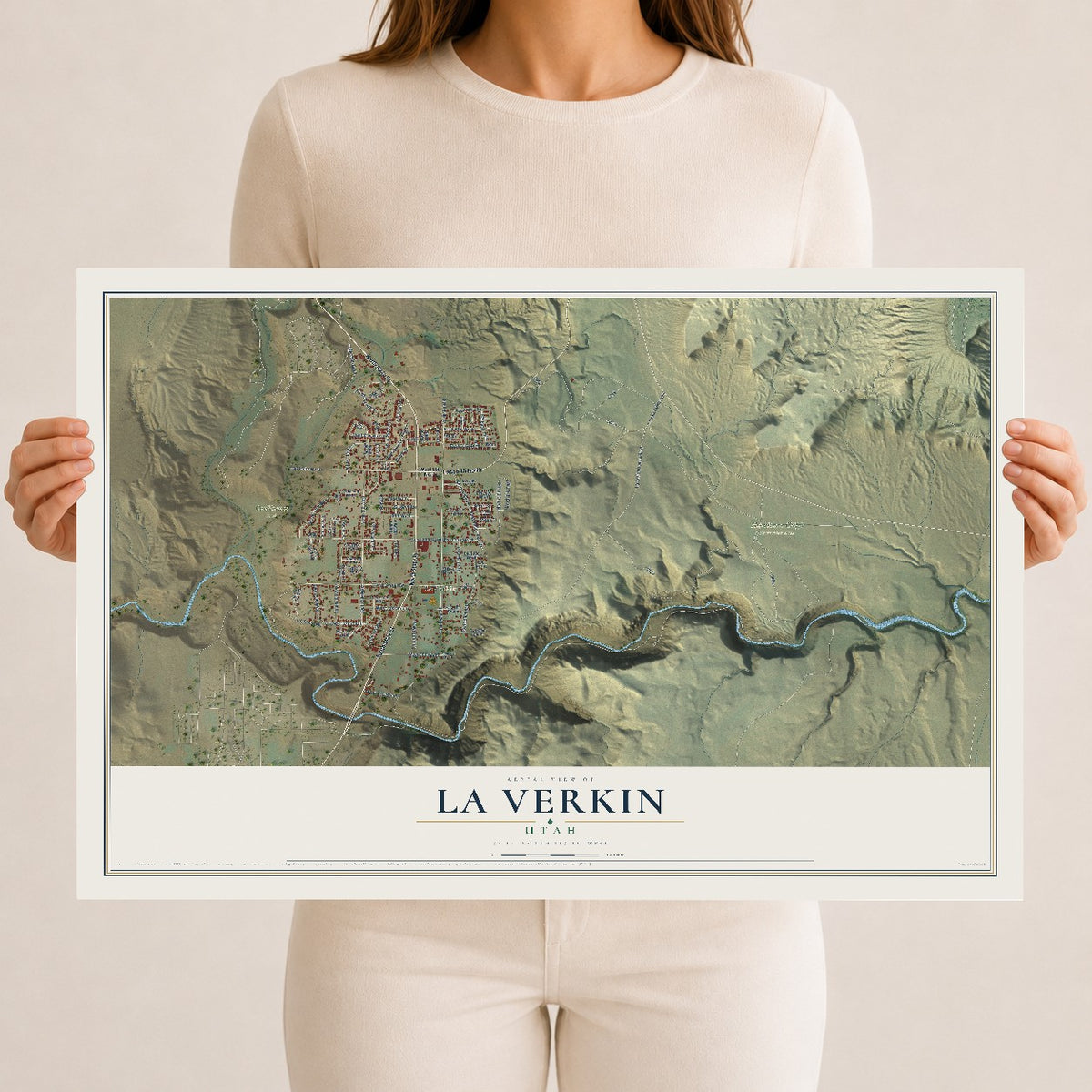 Map of La Verkin, Utah, 12 x 18 inch unframed archival matte print
