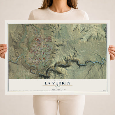 Map of La Verkin, Utah, 18 x 24 inch unframed archival matte print