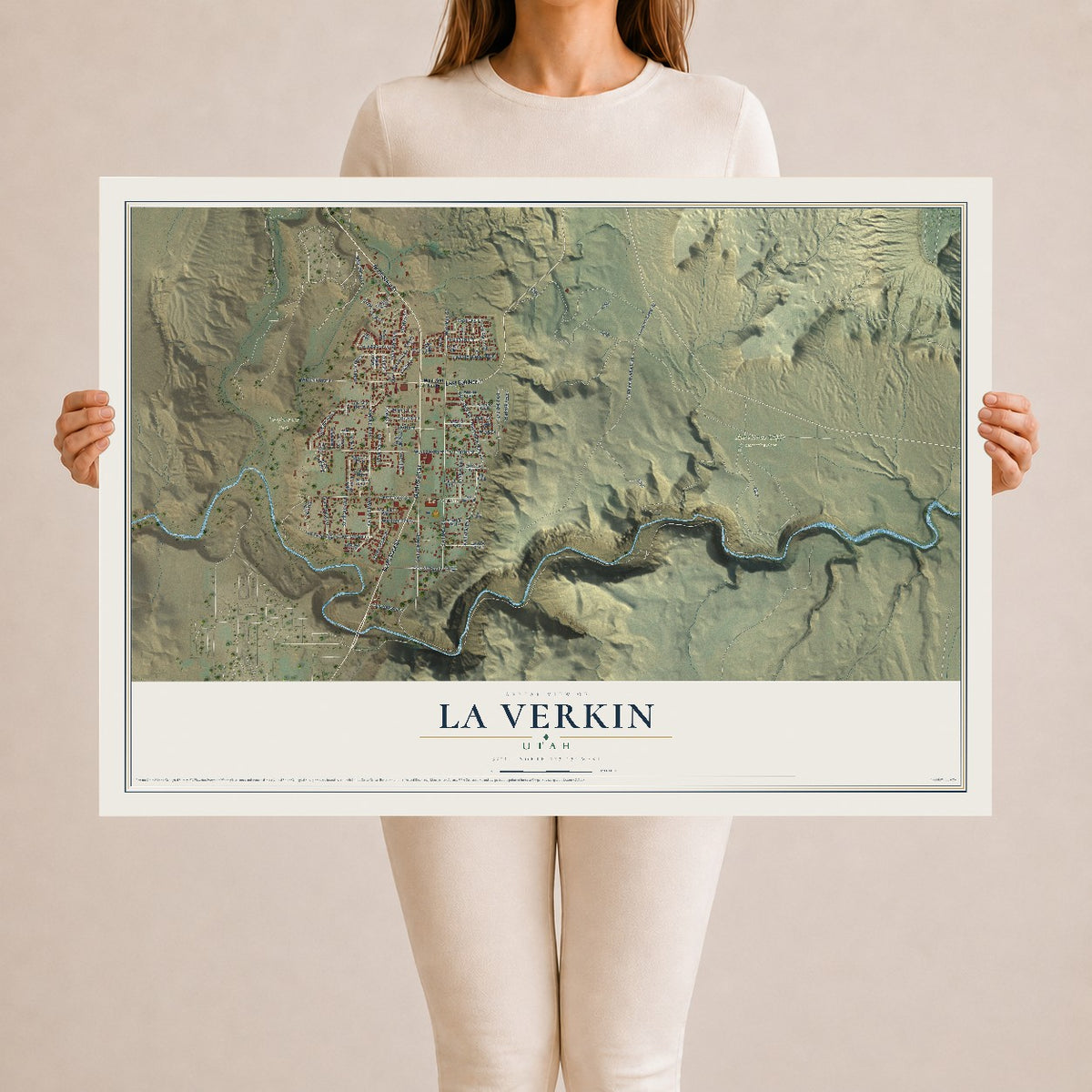 Map of La Verkin, Utah, 24 x 36 inch unframed archival matte print