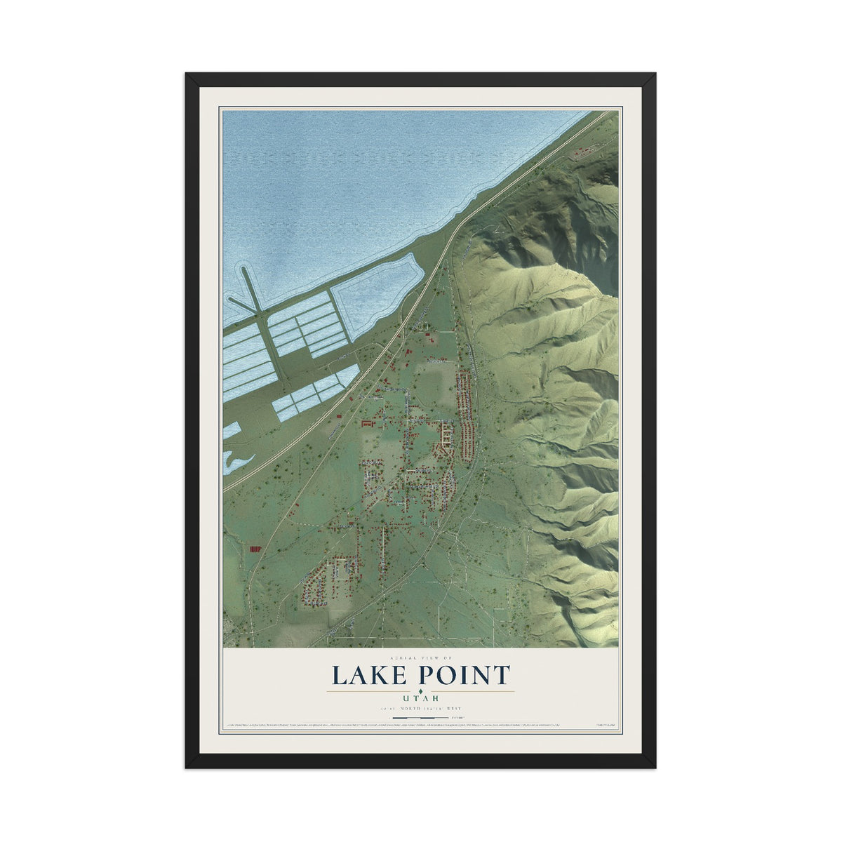 Map of Lake Point, Utah, 12 x 18 inch print in a black wood frame