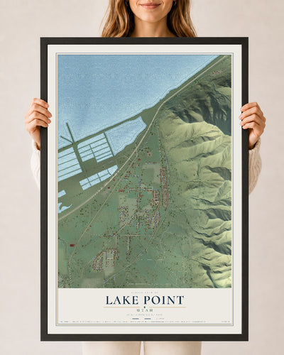 Map of Lake Point, Utah, 24 x 36 inch print in a black wood frame