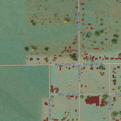 Second close-up of the map of Laketown, Utah print showing more streets and buildings