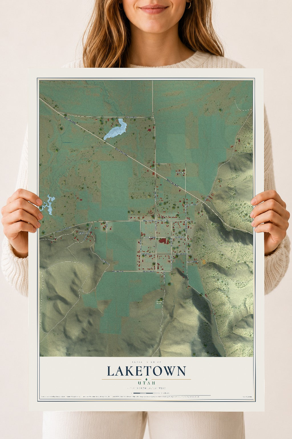 Map of Laketown, Utah, 18 x 24 inch unframed archival matte print