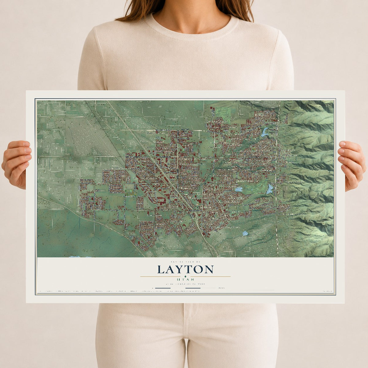 Map of Layton, Utah, 12 x 18 inch unframed archival matte print