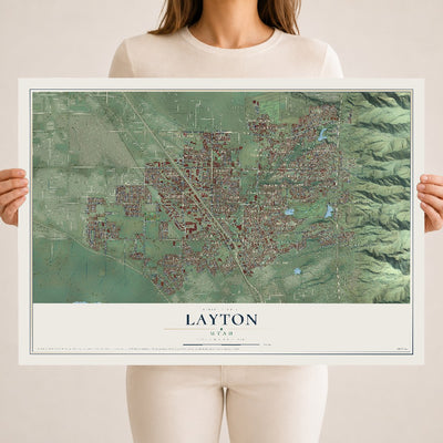Map of Layton, Utah, 18 x 24 inch unframed archival matte print
