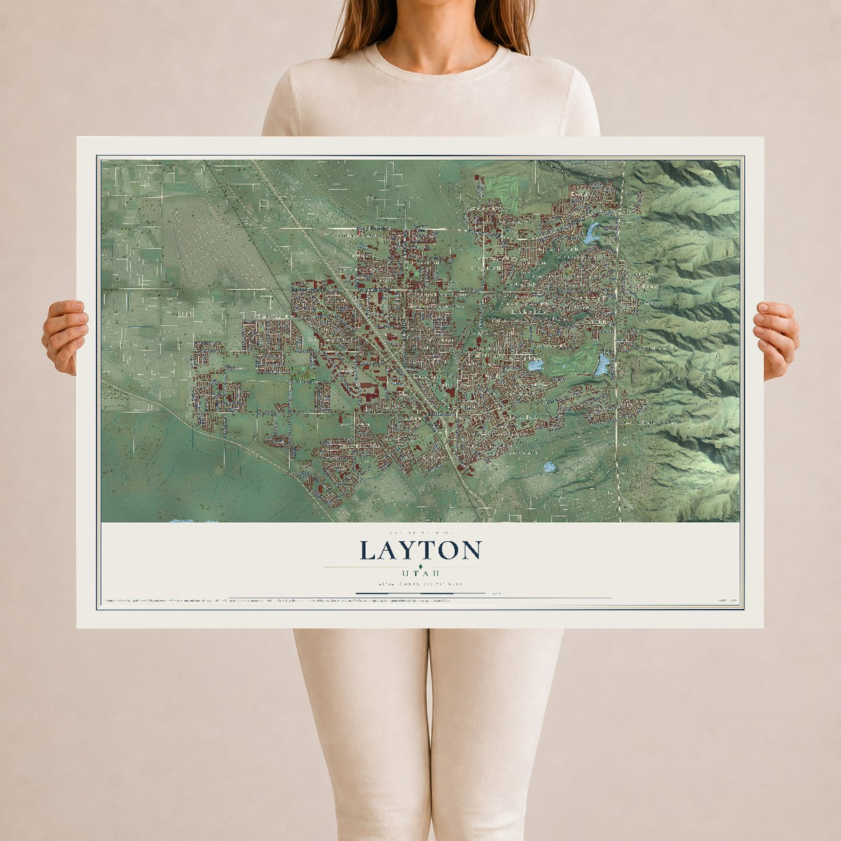 Map of Layton, Utah, 24 x 36 inch unframed archival matte print