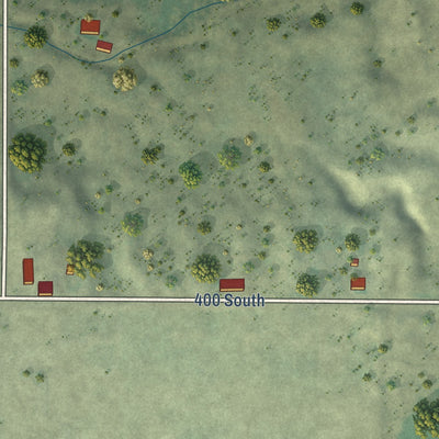 Close-up of the map of Leamington, Utah print showing street and building detail